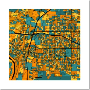 Albuquerque Map Pattern in Orange & Teal Posters and Art